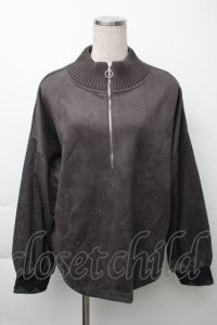 axes femme / カットスエードジッププルオーバー  黒 S-25-11-23-1035-AX-TO-HR-ZS