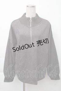 axes femme / カットスエードジッププルオーバー  黒 S-25-11-23-1035-AX-TO-HR-ZS