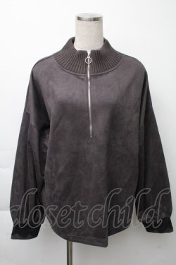 画像1: axes femme / カットスエードジッププルオーバー  黒 S-25-11-23-1035-AX-TO-HR-ZS