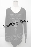 SEX POT ReVeNGe / 裾シャーリングプリントロングカットソー  黒 S-25-11-23-015-SP-TO-HR-ZS