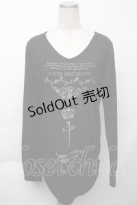 SEX POT ReVeNGe / 裾シャーリングプリントロングカットソー  黒 S-25-11-23-015-SP-TO-HR-ZS