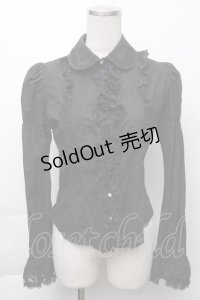 Mary Magdalene / ピンタックフリルブラウス  黒 S-25-11-23-020-CL-BL-HR-ZS
