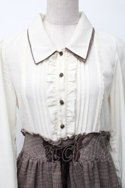 画像3: axes femme / ドッキングチェック柄ワンピース  オフ×ブラウン S-25-11-23-026-AX-OP-HR-ZS