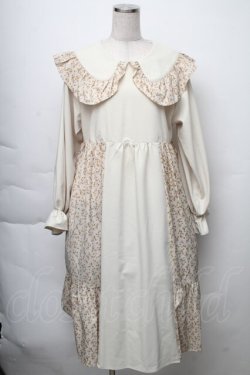 画像1: merry jenny / 切替flowerフリルワンピース  ベージュ S-25-11-23-028-LO-OP-HR-ZS