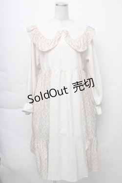 画像1: merry jenny / 切替flowerフリルワンピース  ベージュ S-25-11-23-028-LO-OP-HR-ZS
