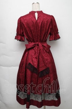 画像2: axes femme kawaii / チャイナ釦ジャガードワンピ M ワイン S-25-11-23-030-AX-OP-HR-ZS