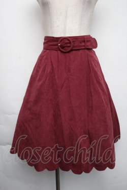 画像1: Fi.n.t / 裾スカラップフレアースカート  ワイン S-25-11-24-055-CA-SK-HR-ZS