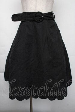 画像1: Fi.n.t / 裾スカラップフレアースカート  黒 S-25-11-24-061-CA-SK-HR-ZS