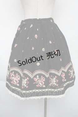 画像2: Shirley Temple / 雪の結晶&ブーケスカート  黒 S-25-11-24-062-ET-SK-HR-ZS