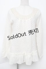 axes femme / 裾シフォン鍵編みニット M オフ S-25-11-24-009-AX-TO-HR-ZS