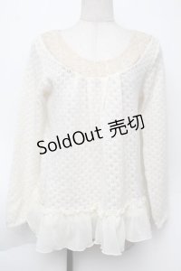 axes femme / 裾シフォン鍵編みニット M オフ S-25-11-24-009-AX-TO-HR-ZS