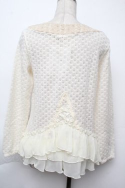 画像2: axes femme / 裾シフォン鍵編みニット M オフ S-25-11-24-009-AX-TO-HR-ZS