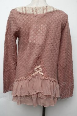 画像2: axes femme / 裾シフォン鍵編みニット M ピンク S-25-11-24-010-AX-TO-HR-ZS