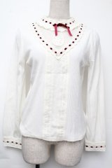 LIZ LISA / 切替リブトップス  白ｘ赤 S-25-11-24-013-LO-TO-AS-ZS