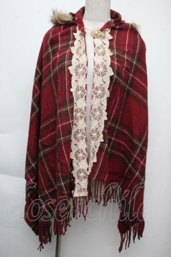 画像1: axes femme / フード付きストール  ワイン S-25-11-24-003-AX-TO-HR-ZS