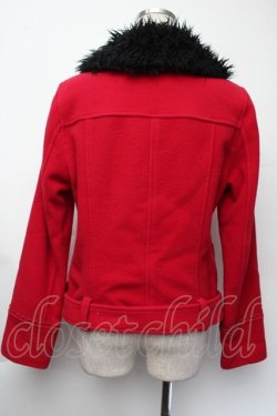 画像2: Emily Temple cute / ファー襟ショートコート  赤ｘ黒 S-25-11-24-024-ET-CO-HR-ZS