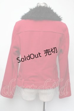 画像2: Emily Temple cute / ファー襟ショートコート  赤ｘ黒 S-25-11-24-024-ET-CO-HR-ZS