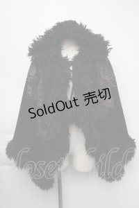 Qutie Frash / ファーフードポンチョコート  黒 S-25-11-24-026-QU-CO-AS-ZS