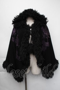 画像1: Qutie Frash / ファーフードポンチョコート  黒 S-25-11-24-026-QU-CO-AS-ZS