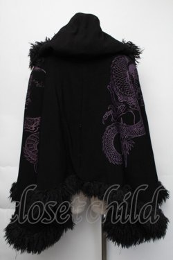 画像2: Qutie Frash / ファーフードポンチョコート  黒 S-25-11-24-026-QU-CO-AS-ZS