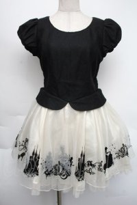 Secret Honey / シンデレラフロッキーワンピース  黒ｘオフ S-25-11-24-032-CA-OP-AS-ZS