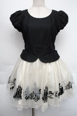 画像1: Secret Honey / シンデレラフロッキーワンピース  黒ｘオフ S-25-11-24-032-CA-OP-AS-ZS