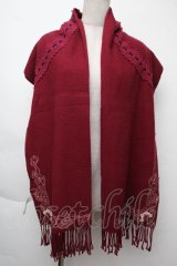 axes femme / 巻き薔薇配色ストール  ワイン S-25-11-24-004-AX-ZA-HR-ZS