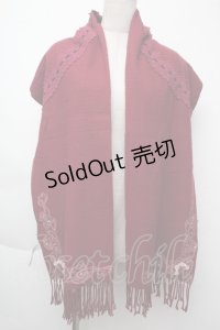 axes femme / 巻き薔薇配色ストール  ワイン S-25-11-24-004-AX-ZA-HR-ZS
