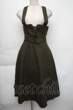 画像1: F&A / フロントレースアップコルセットワンピース  カーキ S-25-11-24-042-LO-OP-AS-ZS