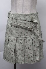 merry jenny / 小花柄ダブルベルトミニスカート  グリーン S-25-11-26-048-LO-SK-HR-ZS