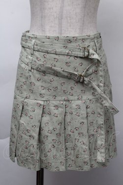 画像1: merry jenny / 小花柄ダブルベルトミニスカート  グリーン S-25-11-26-048-LO-SK-HR-ZS