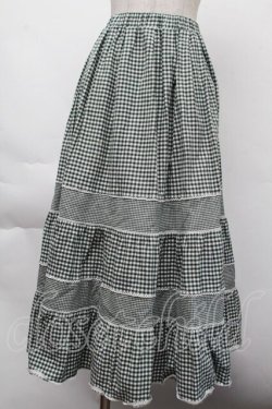 画像1: merry jenny / イレギュラーチェックフレアスカート  グリーンｘ白 S-25-11-26-049-LO-SK-HR-ZS