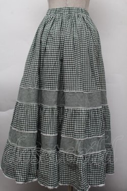 画像2: merry jenny / イレギュラーチェックフレアスカート  グリーンｘ白 S-25-11-26-049-LO-SK-HR-ZS