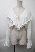 merry jenny / ラッフルショートガーゼブラウス  白 S-25-11-26-008-LO-BL-HR-ZS