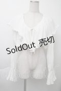 merry jenny / ラッフルショートガーゼブラウス  白 S-25-11-26-008-LO-BL-HR-ZS