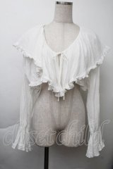 merry jenny / ラッフルショートガーゼブラウス  白 S-25-11-26-008-LO-BL-HR-ZS