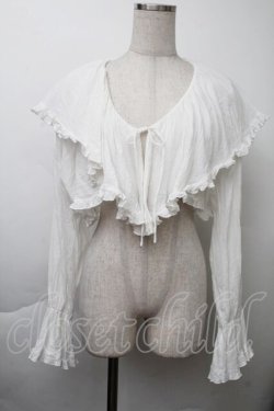 画像1: merry jenny / ラッフルショートガーゼブラウス  白 S-25-11-26-008-LO-BL-HR-ZS