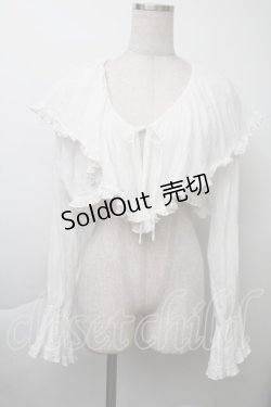 画像1: merry jenny / ラッフルショートガーゼブラウス  白 S-25-11-26-008-LO-BL-HR-ZS