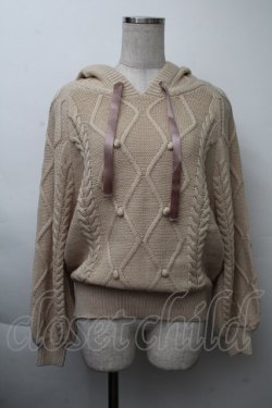 画像1: axes femme / ケーブル編みニットパーカー  ベージュ S-25-11-26-011-AX-TO-AS-ZS