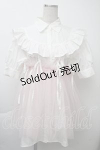 pain / 2WAYチュールレイヤードシャツドレス  白ｘピンク S-25-11-26-013-LO-OP-HR-ZS