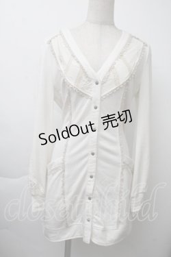 画像1: OZZ ANGELO / レース切替カーディガン  オフ S-25-11-26-014-OO-TO-HR-ZS