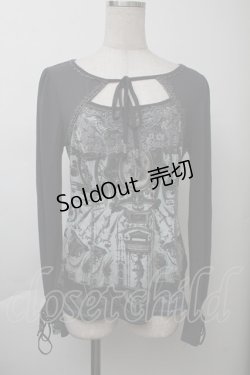 画像1: OZZ ANGELO / プリント切替トップス  グレーｘミント S-25-11-26-016-OO-TO-HR-ZS