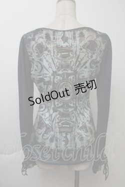 画像2: OZZ ANGELO / プリント切替トップス  グレーｘミント S-25-11-26-016-OO-TO-HR-ZS