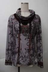 OZZ ANGELO / プリントハイネックトップス  グレーｘワイン S-25-11-26-017-OO-TO-HR-ZS