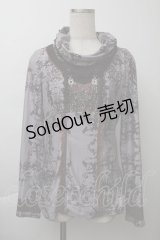 OZZ ANGELO / プリントハイネックトップス  グレーｘワイン S-25-11-26-017-OO-TO-HR-ZS