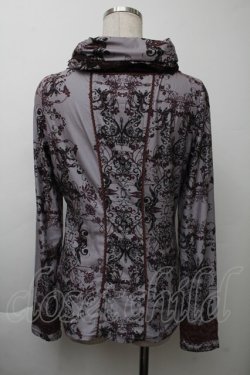 画像2: OZZ ANGELO / プリントハイネックトップス  グレーｘワイン S-25-11-26-017-OO-TO-HR-ZS