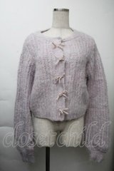 An MILLE / リボンニットカーディガン  ピンク S-25-11-26-018-EL-TO-HR-ZS