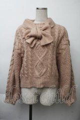 F&A / ボウタイ付きケーブルニットプルオーバー  ベージュ S-25-11-26-022-LO-TO-HR-ZS