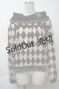 axes femme / アーガイル柄オフタートルプルオーバー  ブラウン S-25-11-26-023-AX-TO-AS-ZS