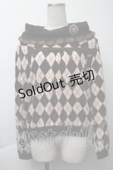 axes femme / アーガイル柄オフタートルプルオーバー  ブラウン S-25-11-26-023-AX-TO-AS-ZS